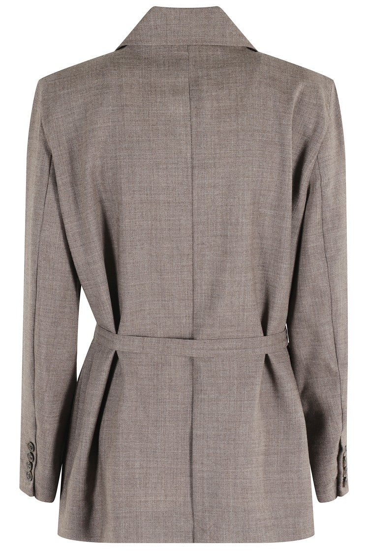 Soeur Double-Breasted Ecru Wool Jacket