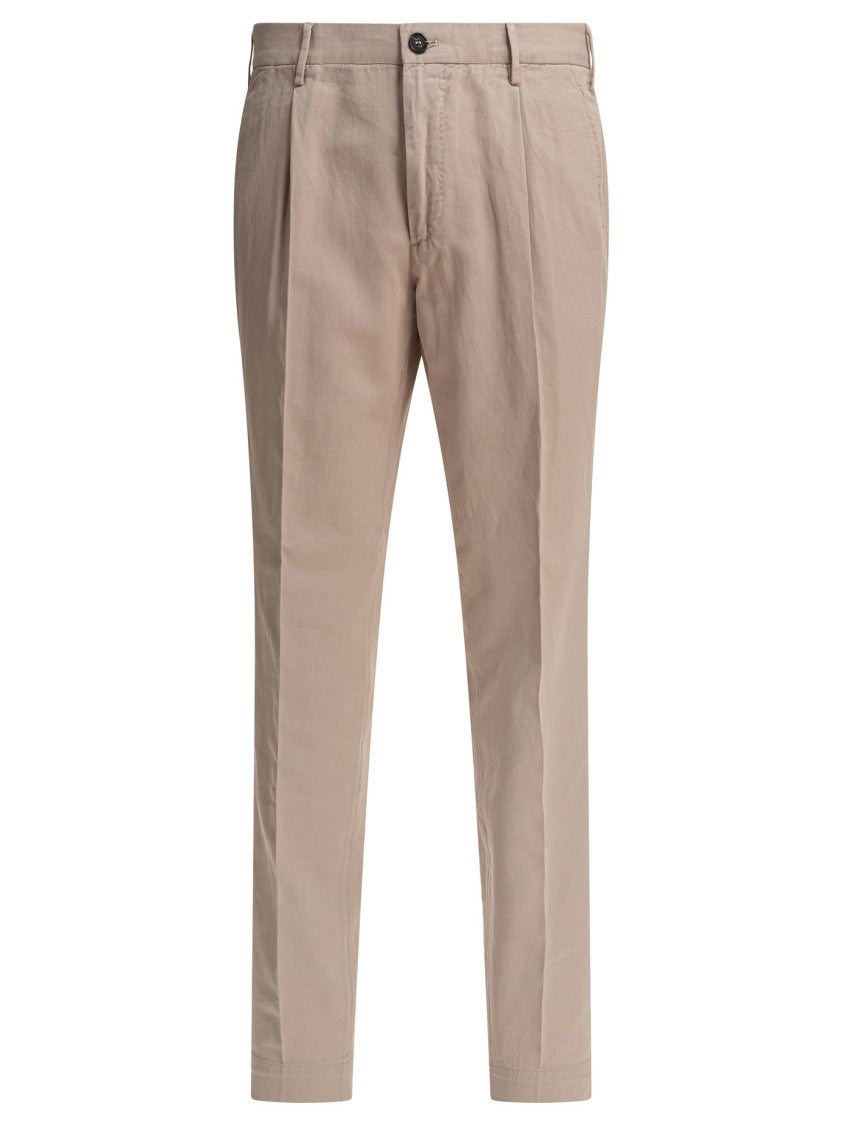 Incotex Tailored Beige Trousers With Flat Front
