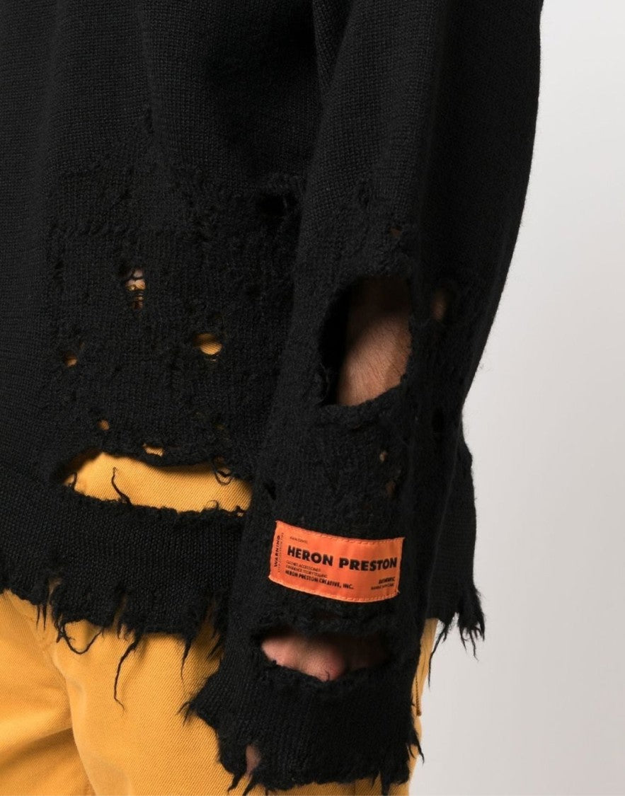 Heron Preston Ctnmb Logo Shredded Knit Sweater
