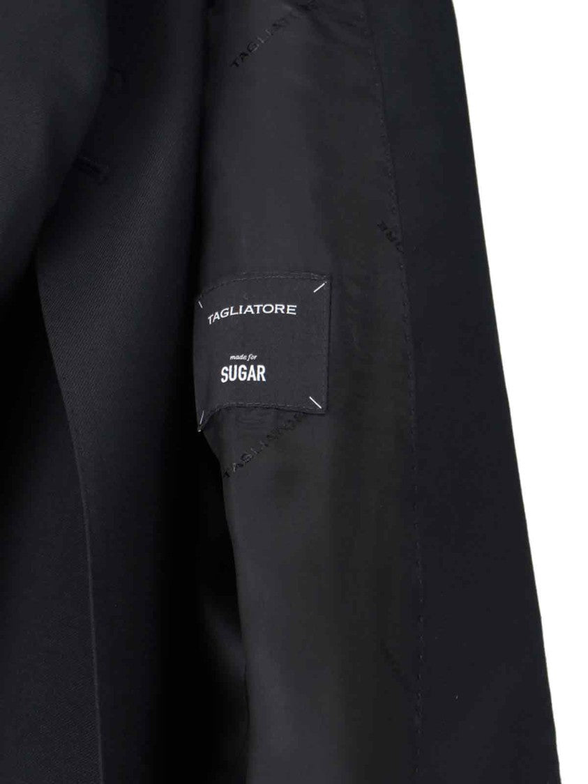 Tagliatore Tailored Black Jacket With Classic Collar And Minimalistic Design