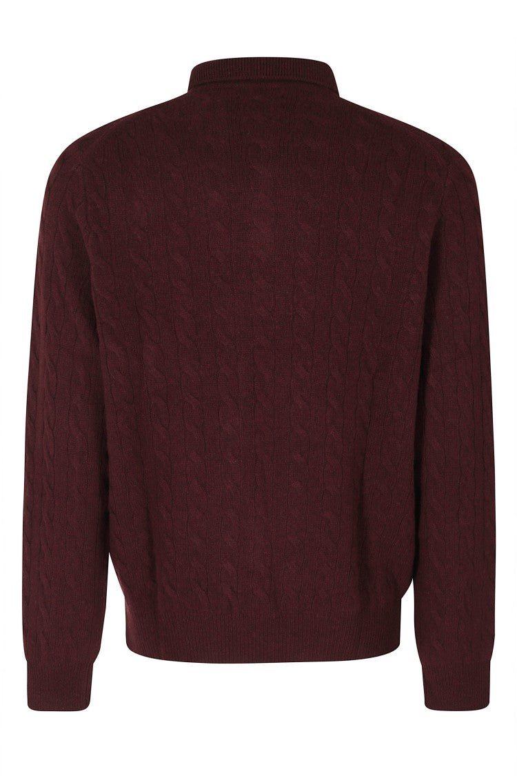 Polo Ralph Lauren Aged Wine Cable Knit Wool-Cashmere Pullover Sweater