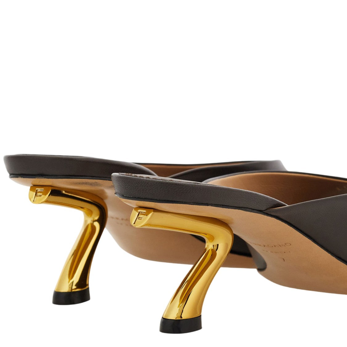 Salvatore Ferragamo Sculptural Leather Sandals With Gold-Tone Heel