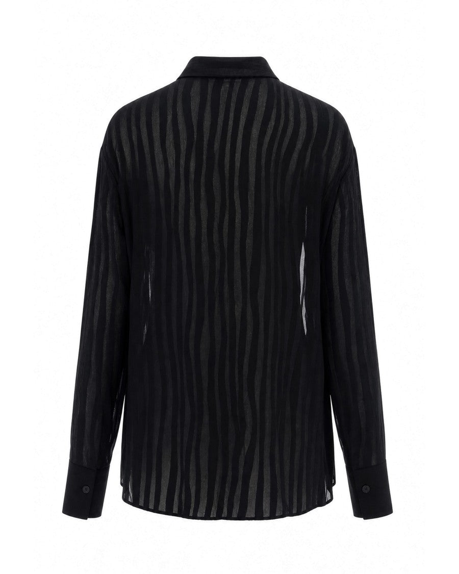 Patrizia Pepe Black Striped Devoré Blouse