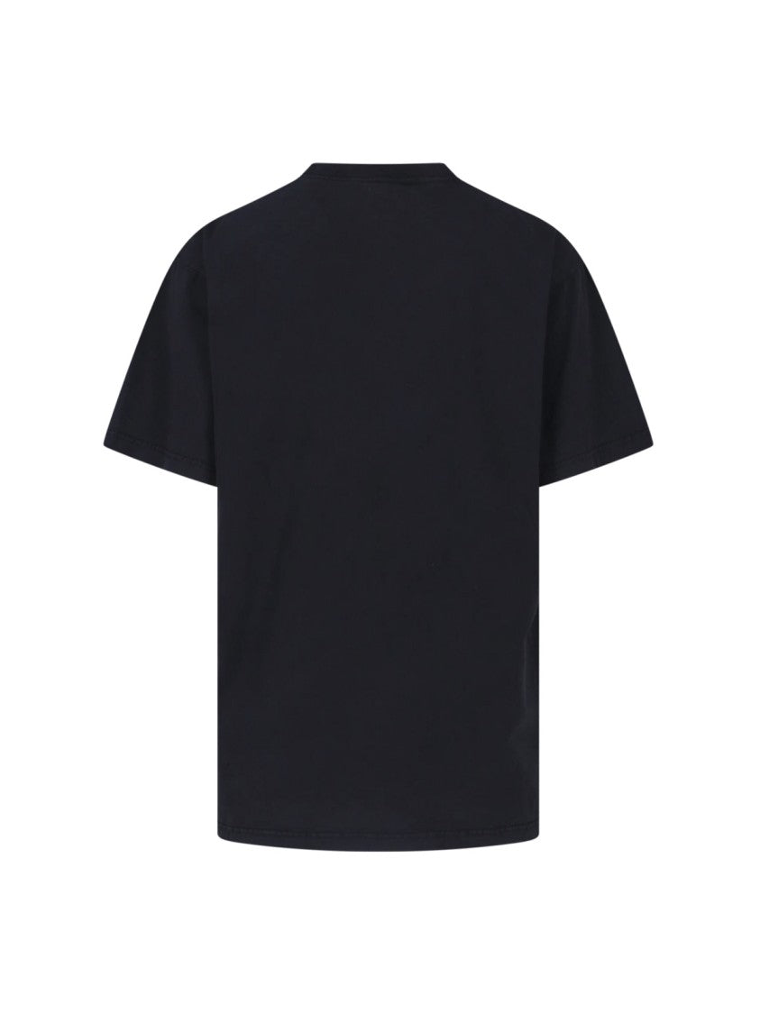 Balenciaga Black Cotton T-Shirt With Tone-On-Tone Embroidered Logo