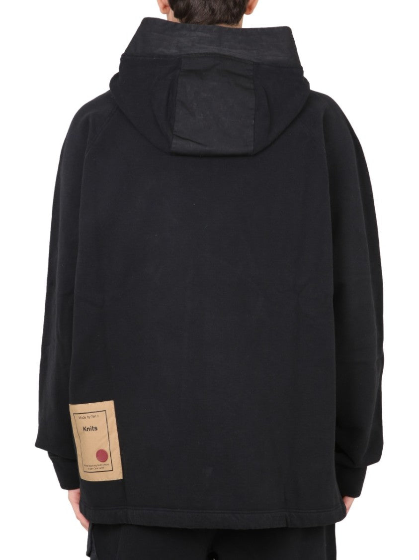 Ten C Hooded Sweatshirt With High Collar