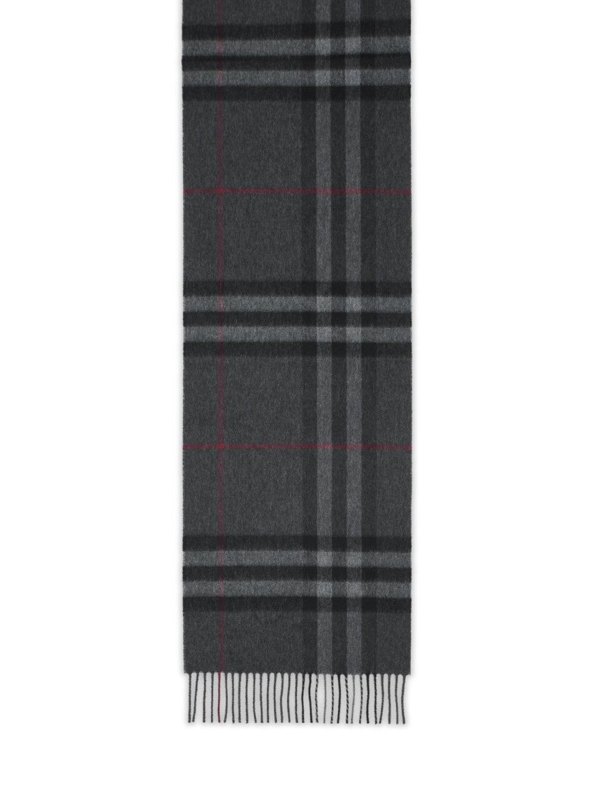 Burberry 'Mu Giant Check' Dark Grey Cashmere Scarf
