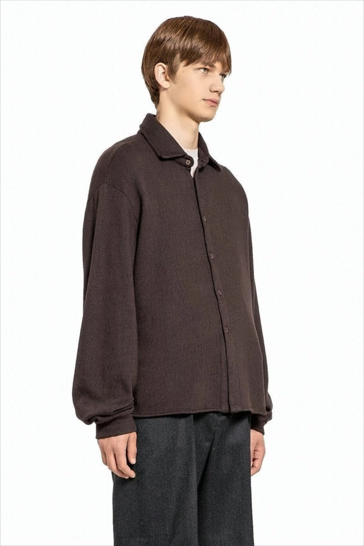 Our Legacy Relaxed Fit Brown Long-Sleeve Shirt With Gathered Cuffs