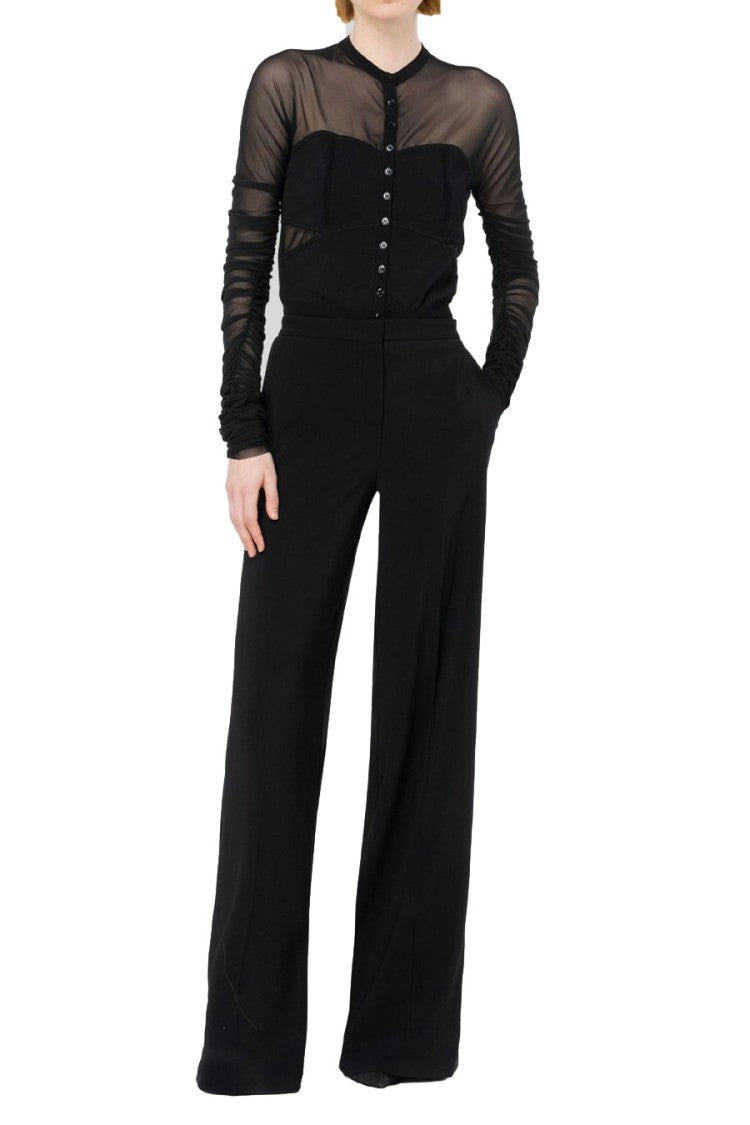 Pinko Sheer Long Sleeve Sweater With Button Detail And Elegant Fit