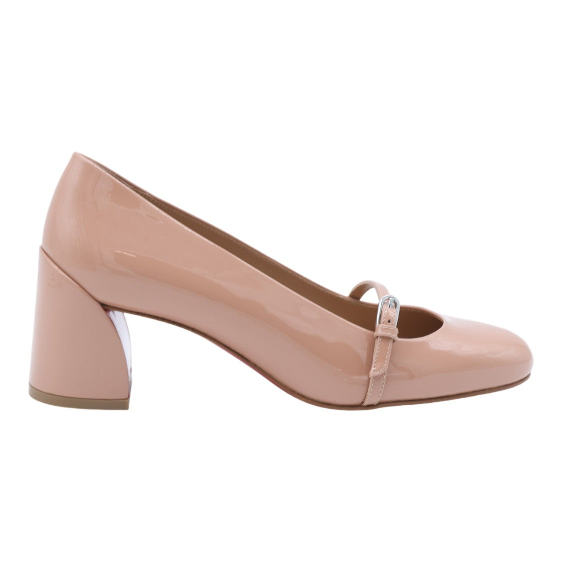 Christian Louboutin Glossy Patent Mid-Height Pumps With Silver Buckle Detail