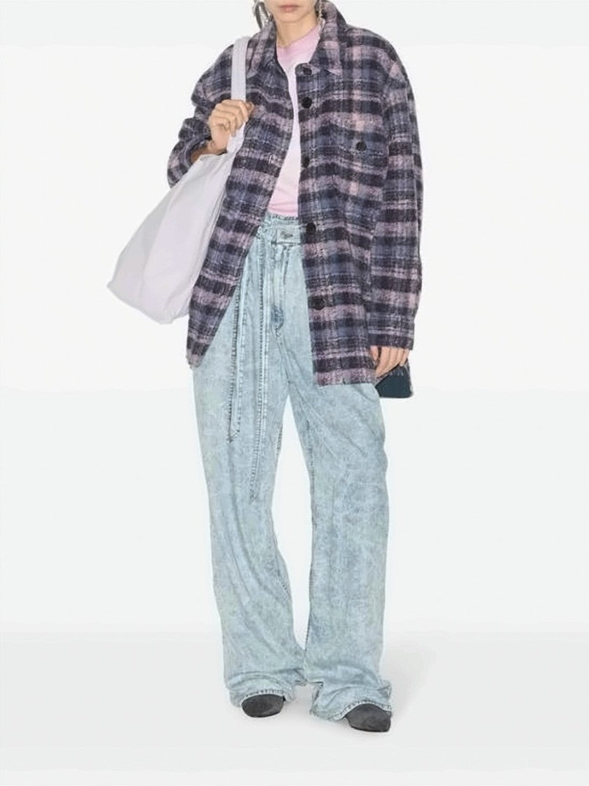 Isabel Marant Plaid Oversized Jacket With Classic Collar