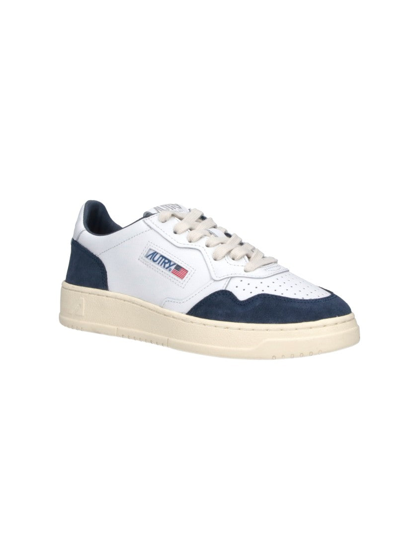 Autry White Medalist Blue Suede Accent Sneakers