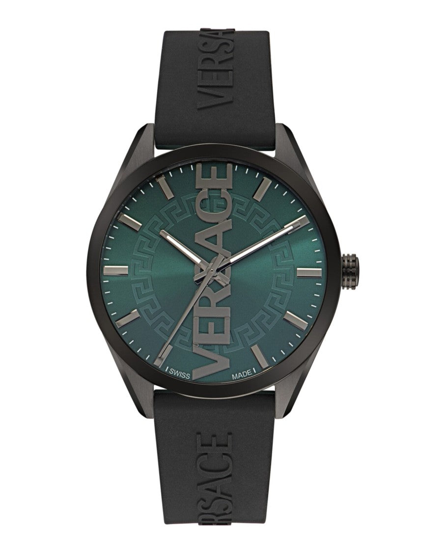 Versace V-Vertical Gunmetal Watch With Green Sunray Dial