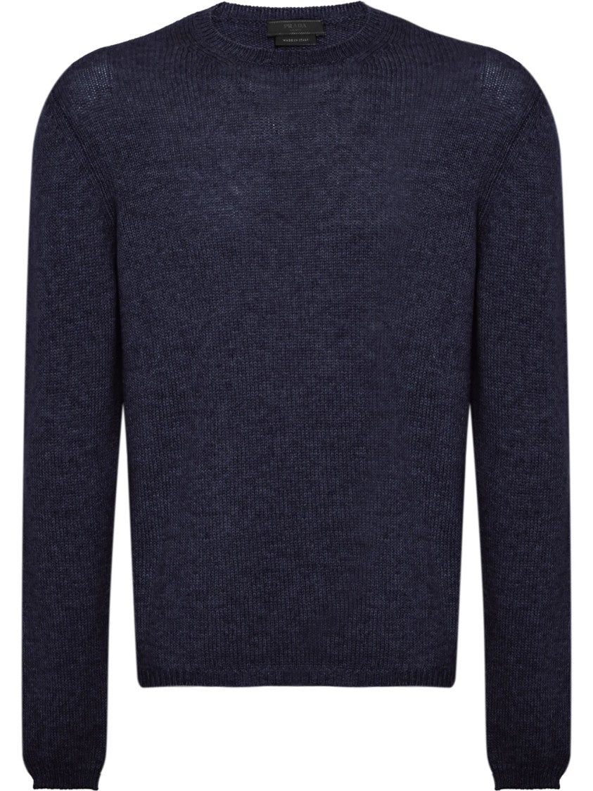 Prada Navy Crew Neck Cashmere Sweater