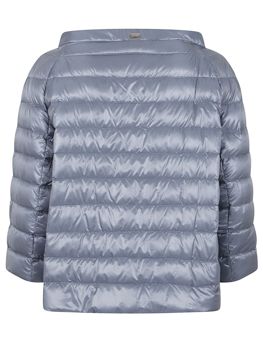 Herno Light Blue Padded Jacket With Boat Collar