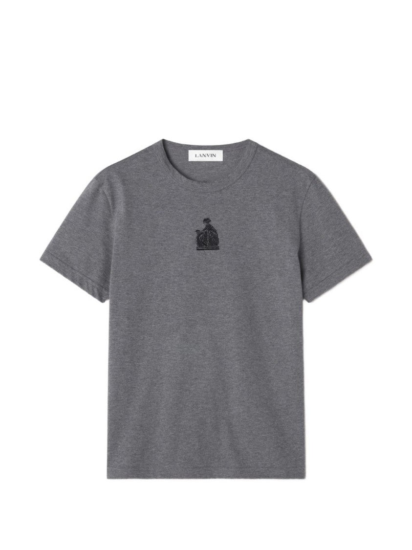 Lanvin Short-Sleeved Crew Neck Top With Embroidered Emblem