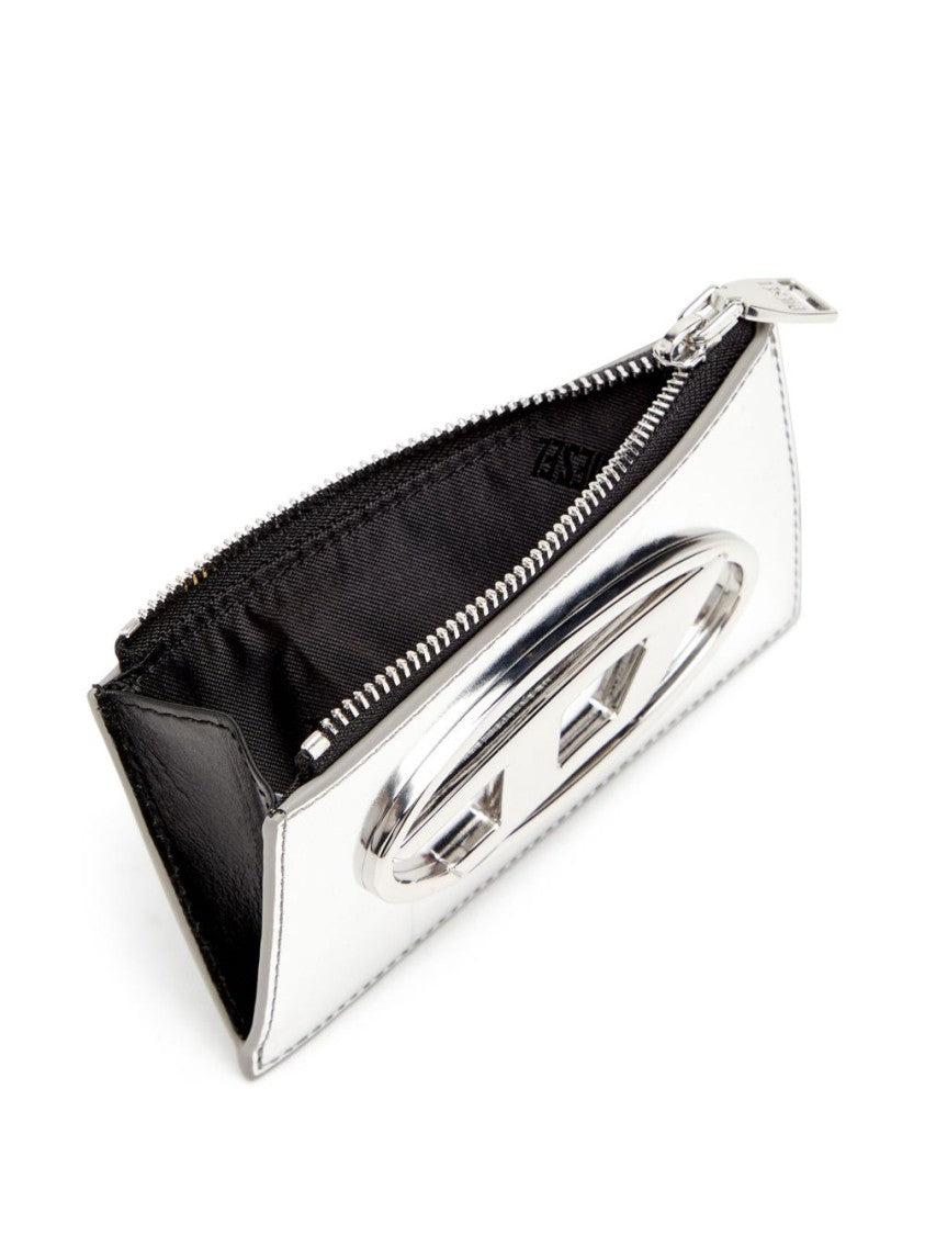 Diesel Shiny Metallic Zip Wallet With Prominent Logo