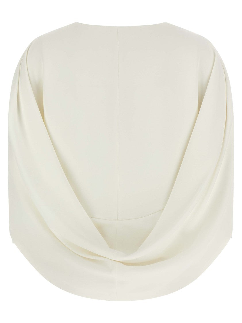 Alberta Ferretti Cape-Inspired Stretch Cady Top With Draped Elegance