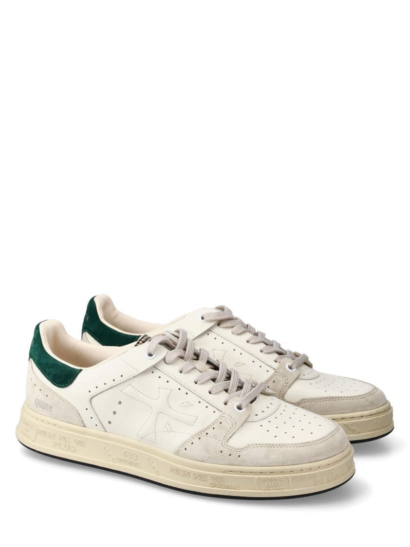 Premiata Micro Perforated Leather Sneakers With Suede Accents