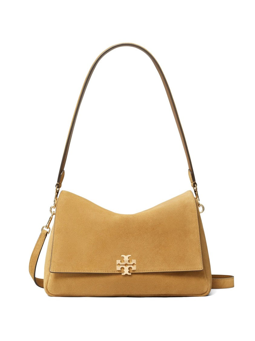 Tory Burch Brown Charlie Structured Suede Shoulder Bag