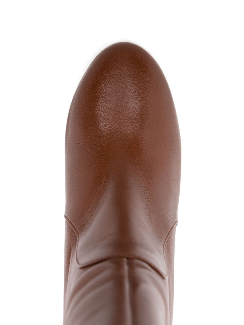 Stuart Weitzman Brown Leather Ankle Boots With Pointed Toe