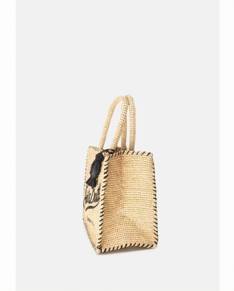Mc2 Saint Barth Rectangular Woven Tote Bag With Embroidered Detail