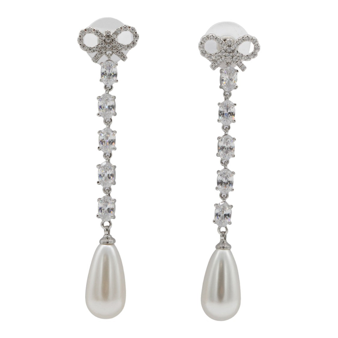 Self-Portrait Drop Earrings With Bow-Shaped Stud