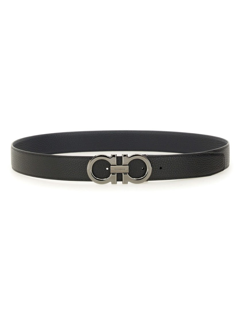 Ferragamo Reversible Textured Calfskin Belt