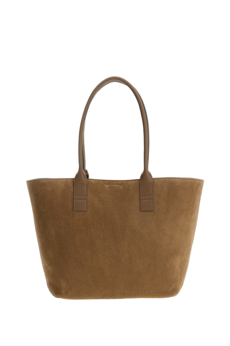 Hogan Embossed Suede Leather Small Shopping Bag With Internal Pouch