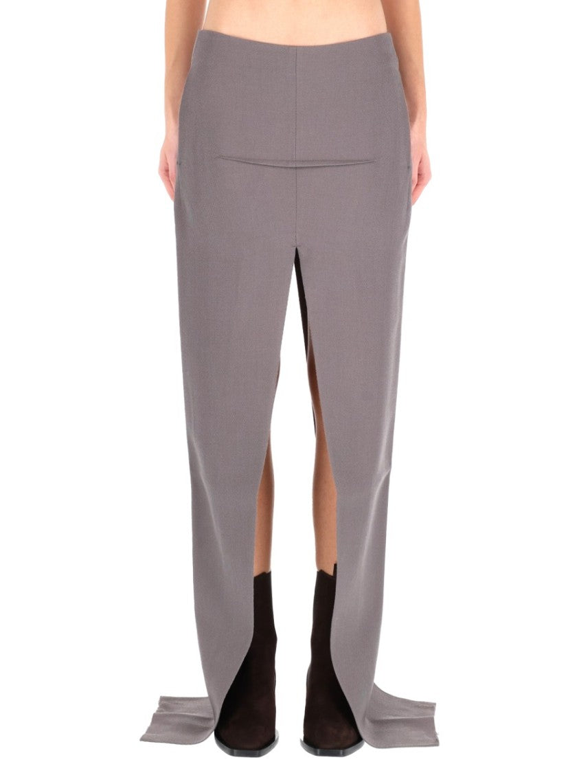 Rick Owens Long Wool Skirt With High Waist