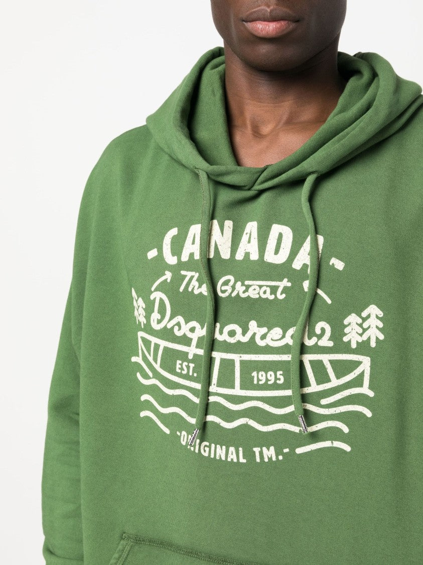 Dsquared2 Graphic-Print Verde Cotton Hoodie