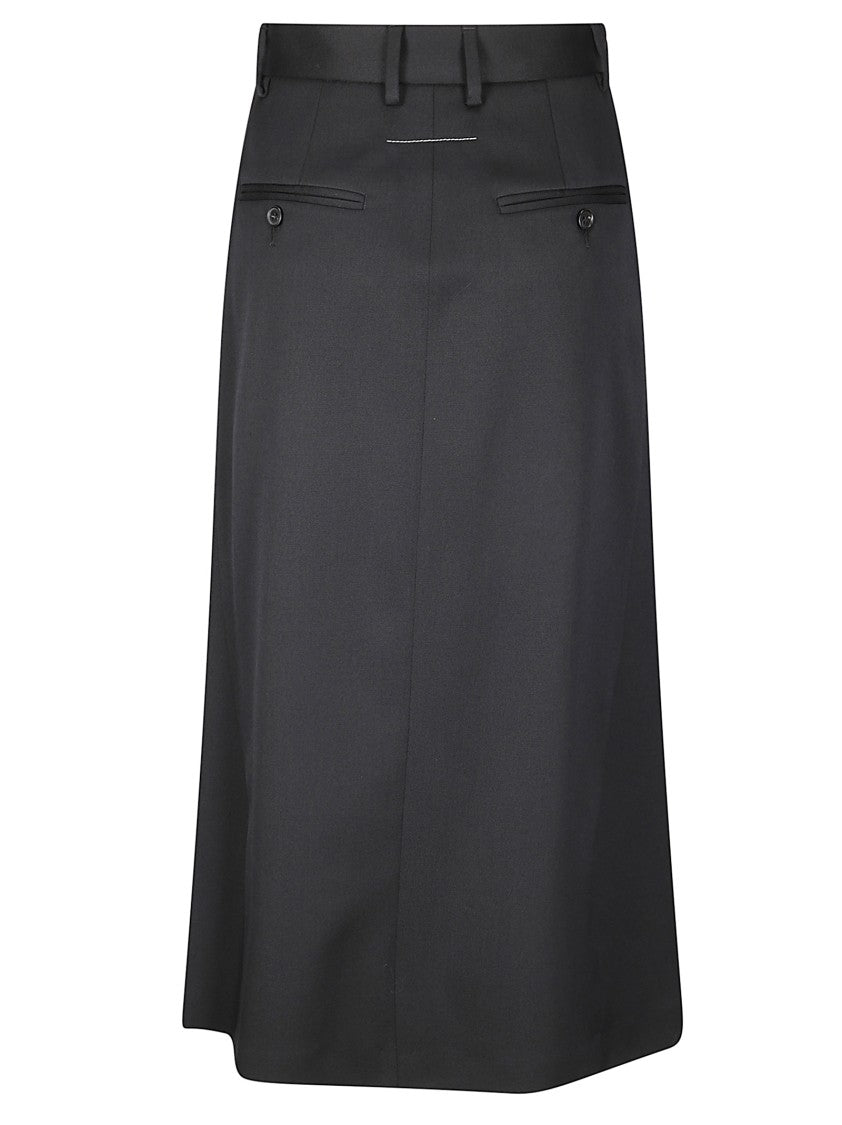 Mm6 By Maison Margiela High-Waisted Midi Skirt With Side Zipper