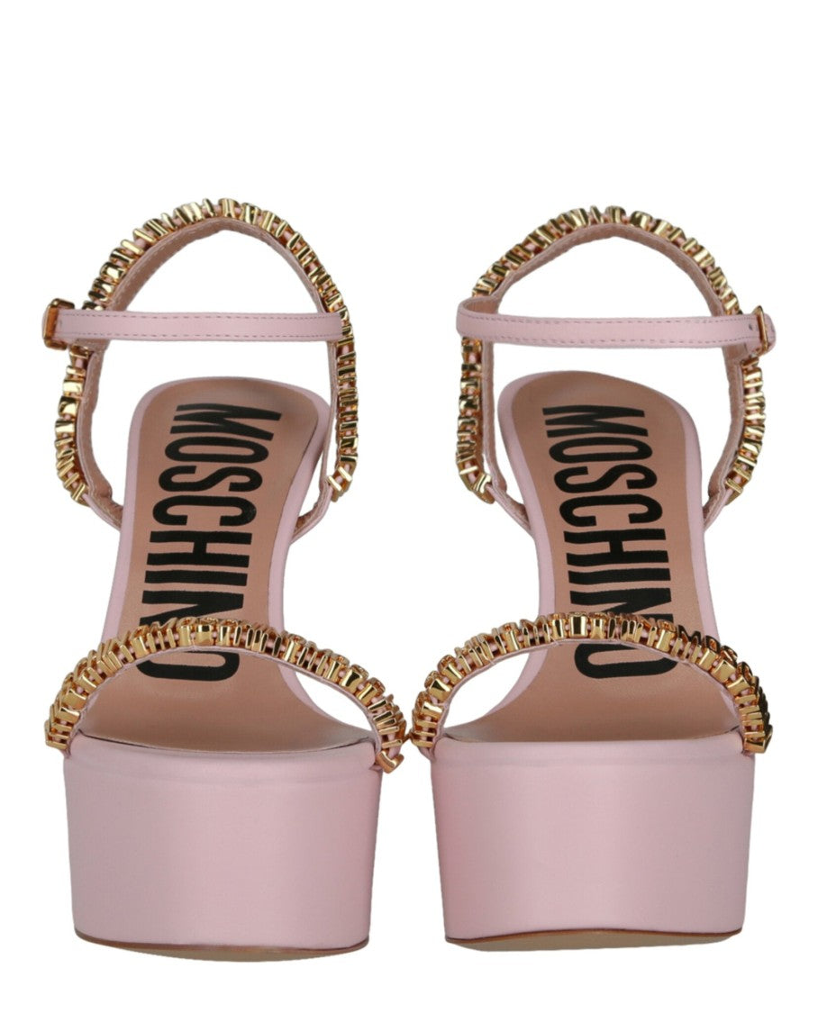 Moschino Logo Lettering Platform Heel Sandals