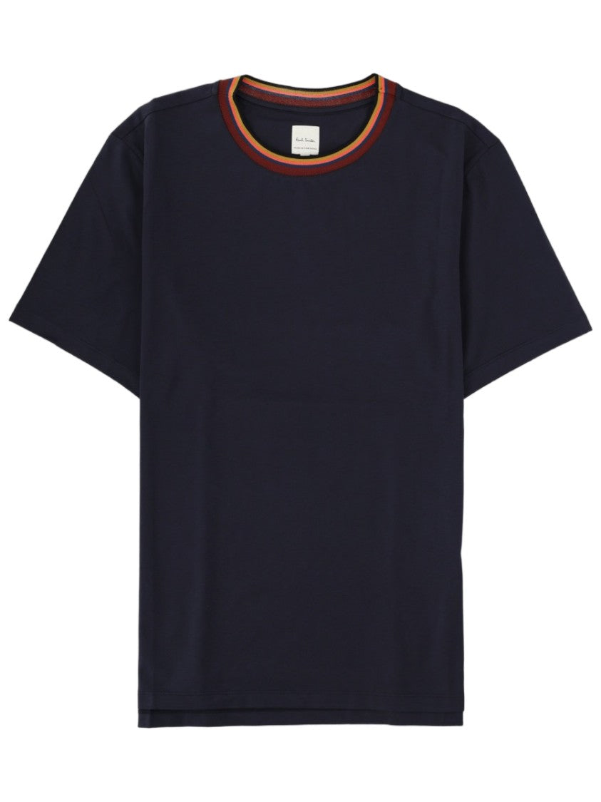 Paul Smith Logo Round Neck Striped Organic Cotton T-Shirt