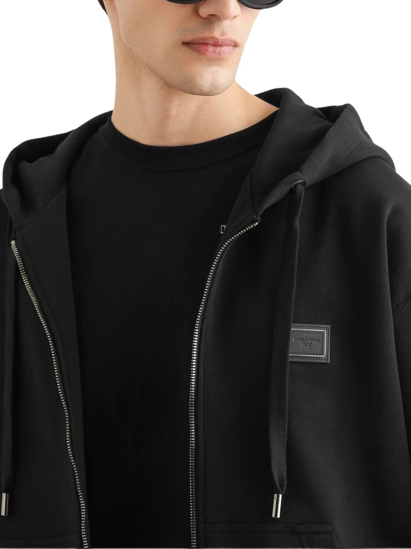 Dolce & Gabbana Zip-Up Hoodie With Drawstring Hood And Kangaroo Pockets