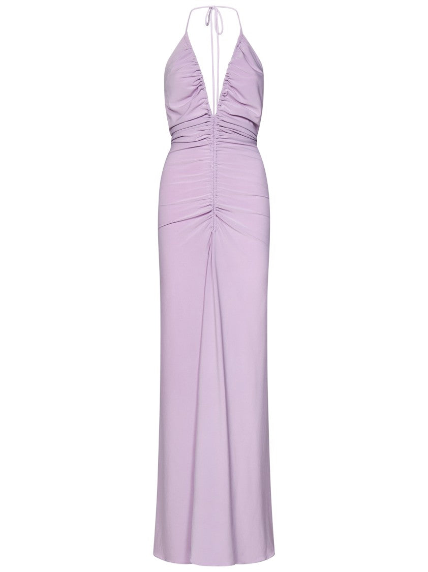 Mônot Lavender Stretch Jersey Gathered Maxi Dress