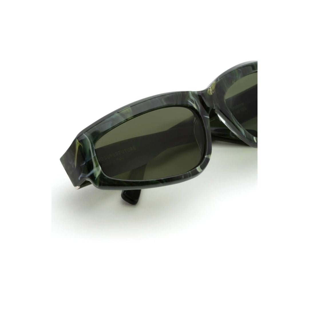 Retrosuperfuture Green Motore Acetate Rectangular Sunglasses