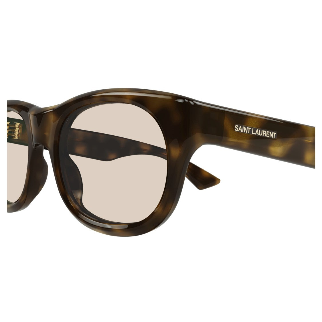 Saint Laurent Bold Rectangular Tortoiseshell Sunglasses With Glossy Finish