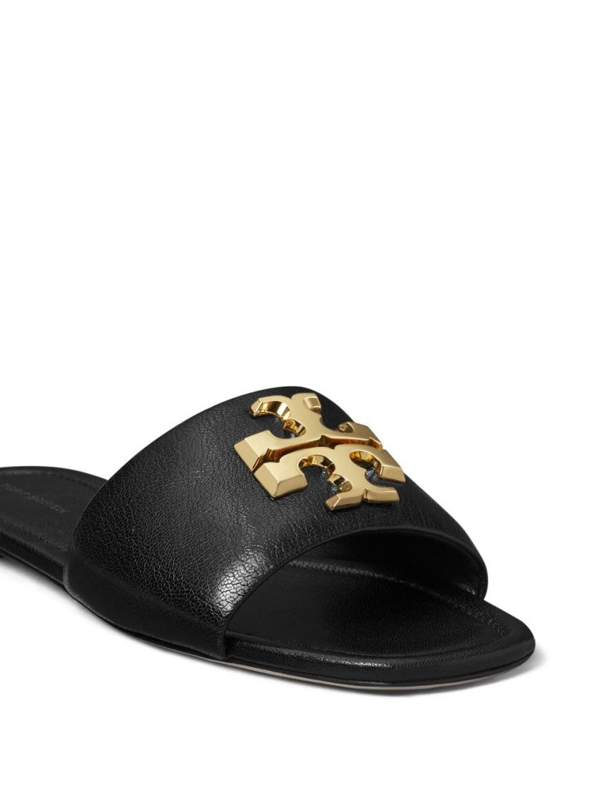 Tory Burch Black Open Toe Gold Strap Sandals