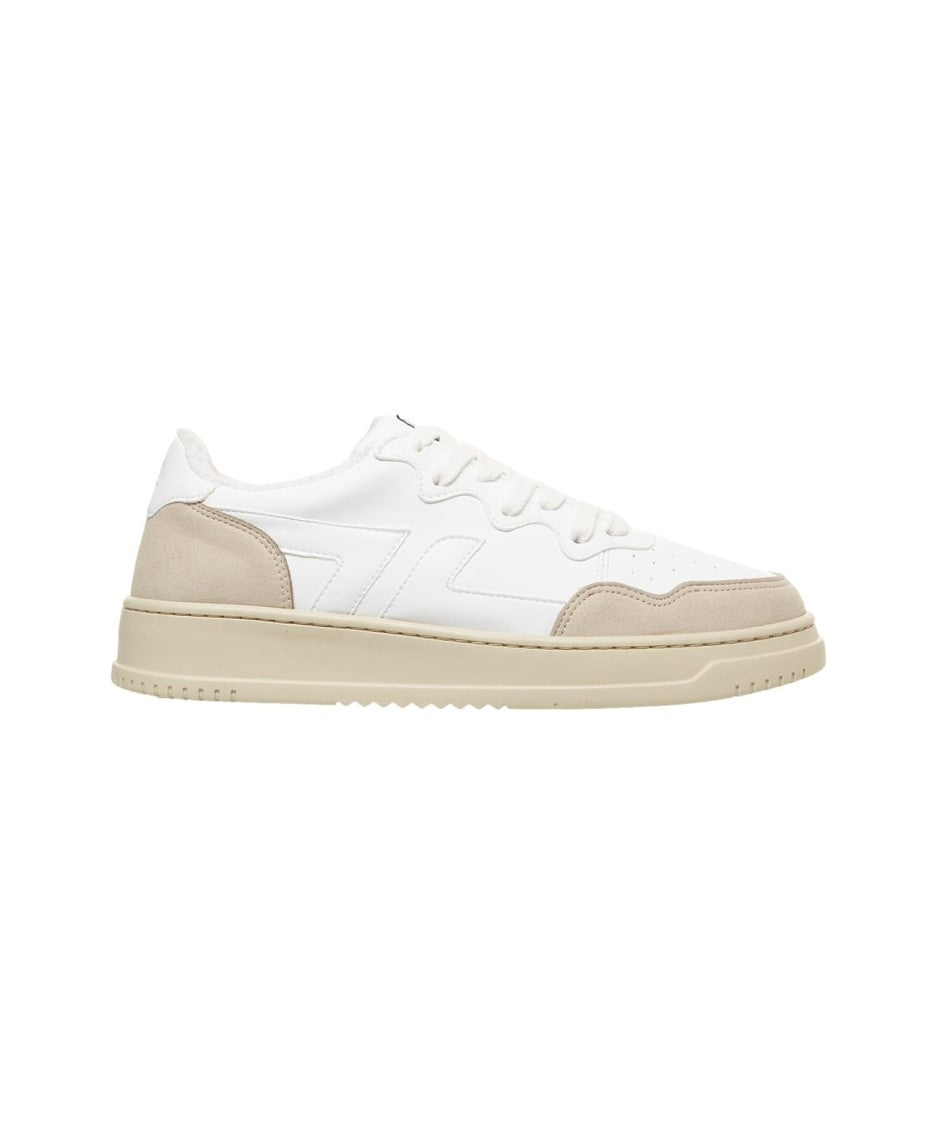 Zeta White Corn Leather Sneakers With Contrasting Details