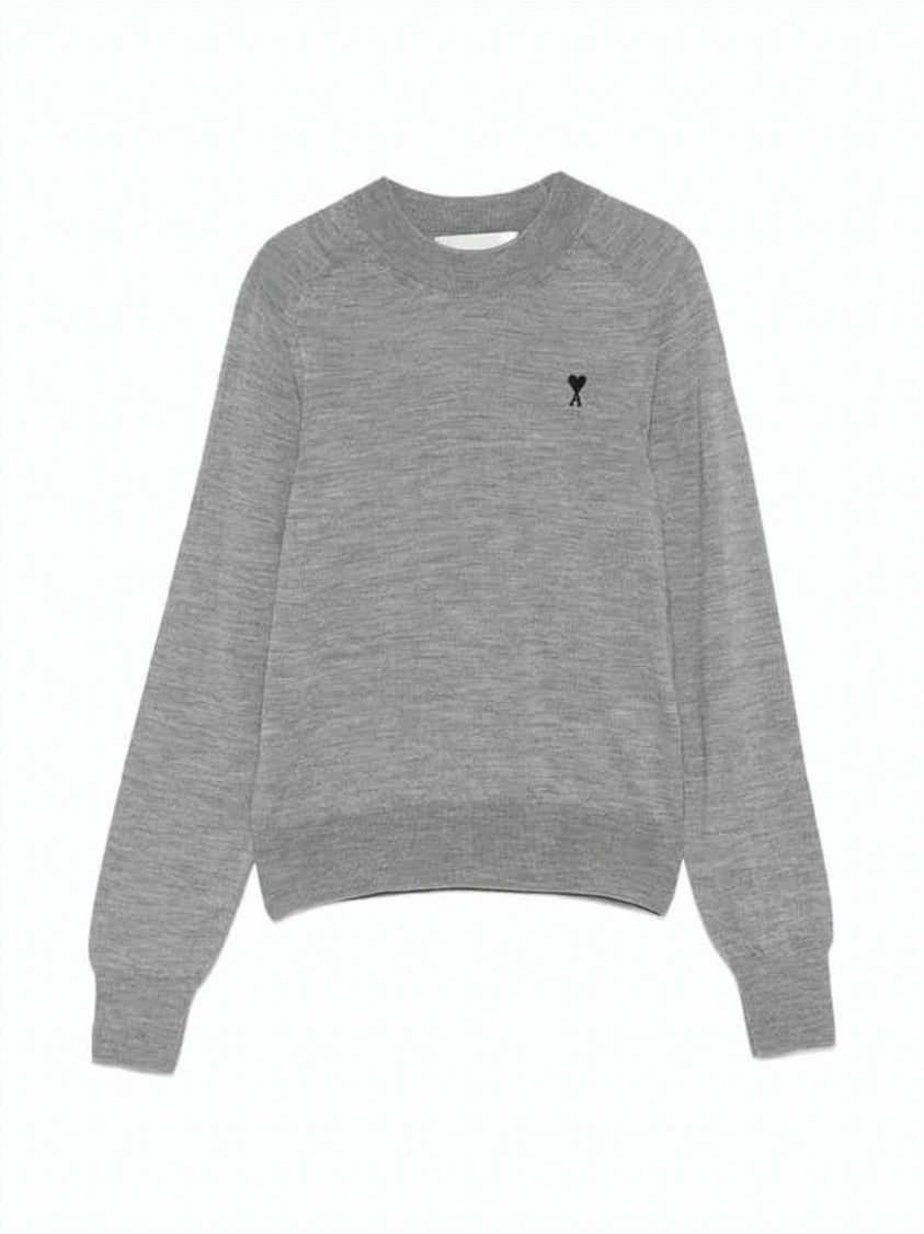 Ami Paris Blue Soft Wool Knit Raglan Sweater