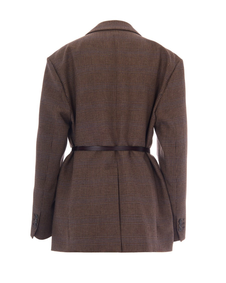P.A.R.O.S.H. Patterned Brown Viscose-Blend Blazer