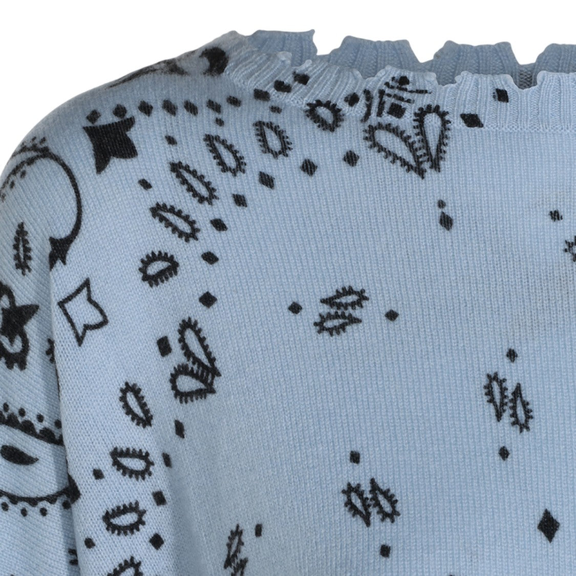 Kujiten Intricate Bandana-Print Sweater With Scalloped Edges