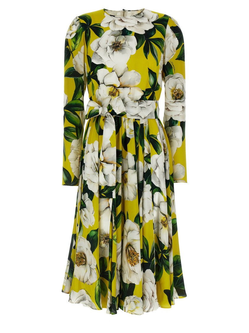 Dolce & Gabbana Floral Print Viscose Charmeuse Midi Dress