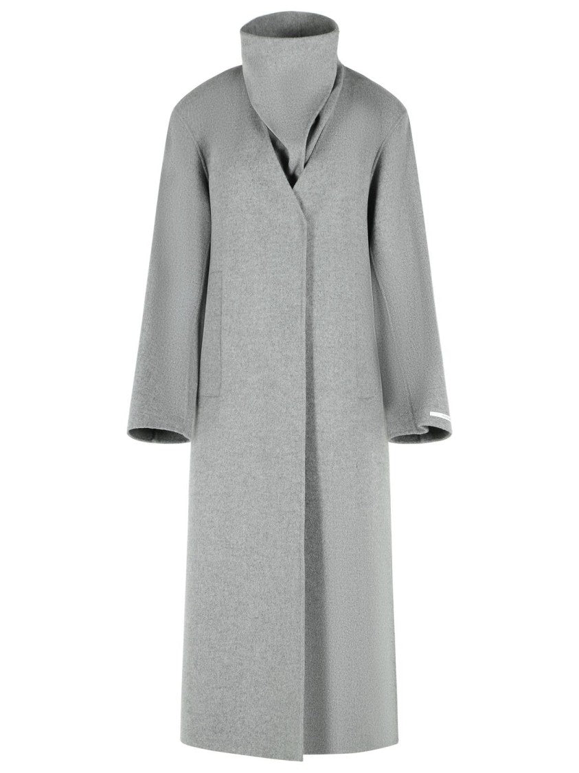 Sportmax 'Assenso' Long Coat In Pure Grey Wool