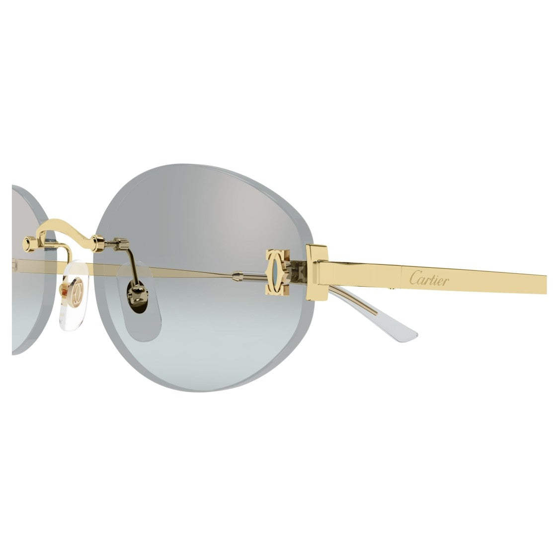 Cartier Rimless Oval Sunglasses With Polished Gold Accents