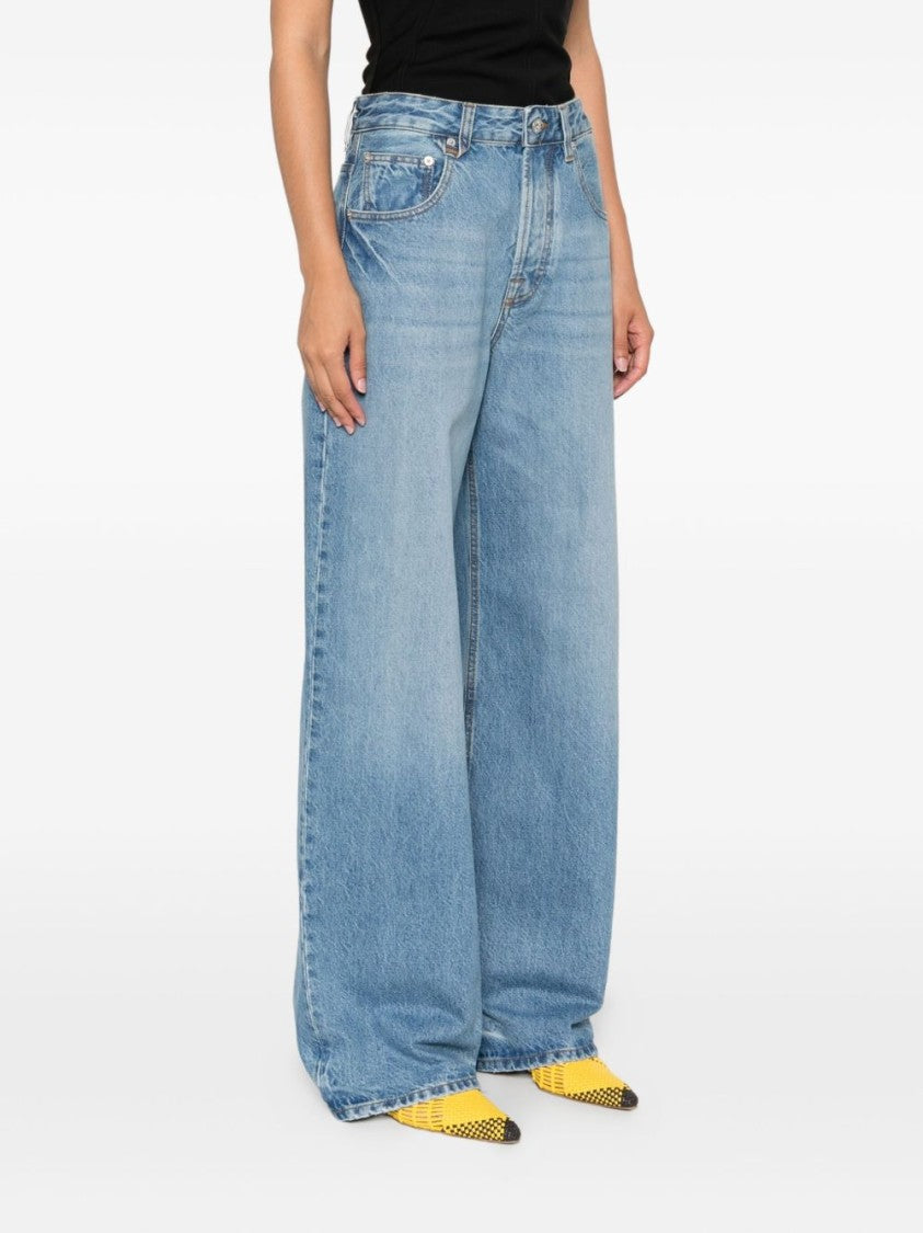 Jacquemus Indigo Blue Whiskering Effect Five-Pocket Jeans