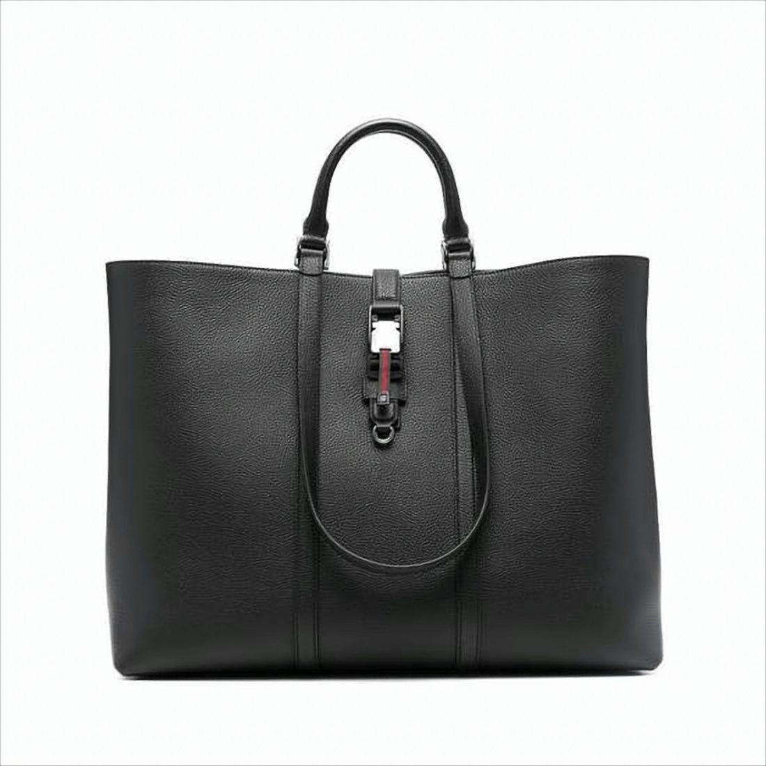 Gucci Textured Leather Tote Bag With Dual Handles