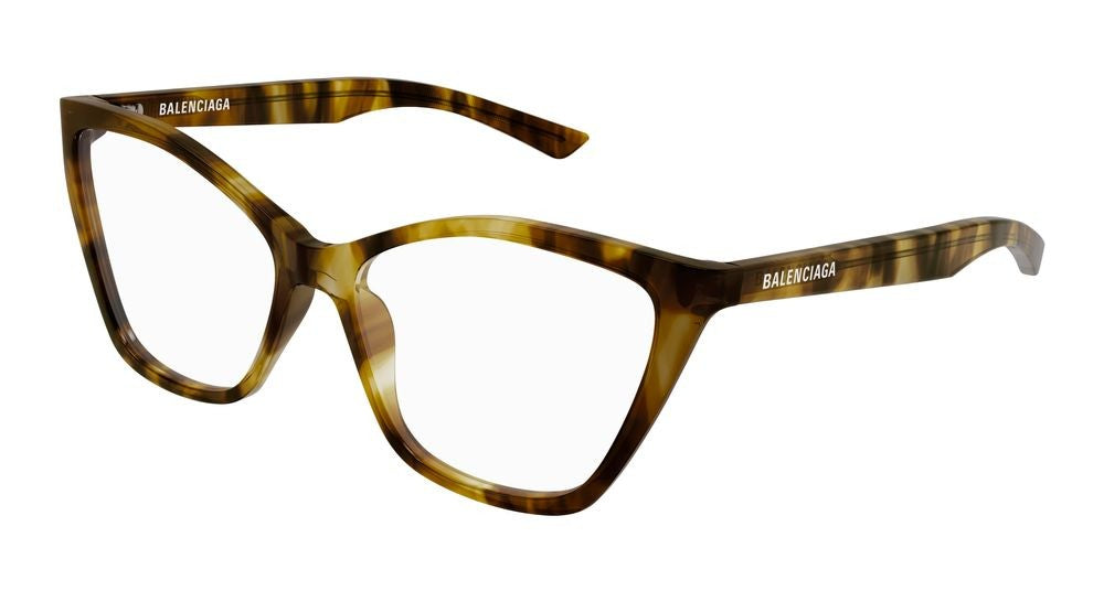 Balenciaga Havana Translucent Tortoiseshell Pattern Oversized Eyeglasses