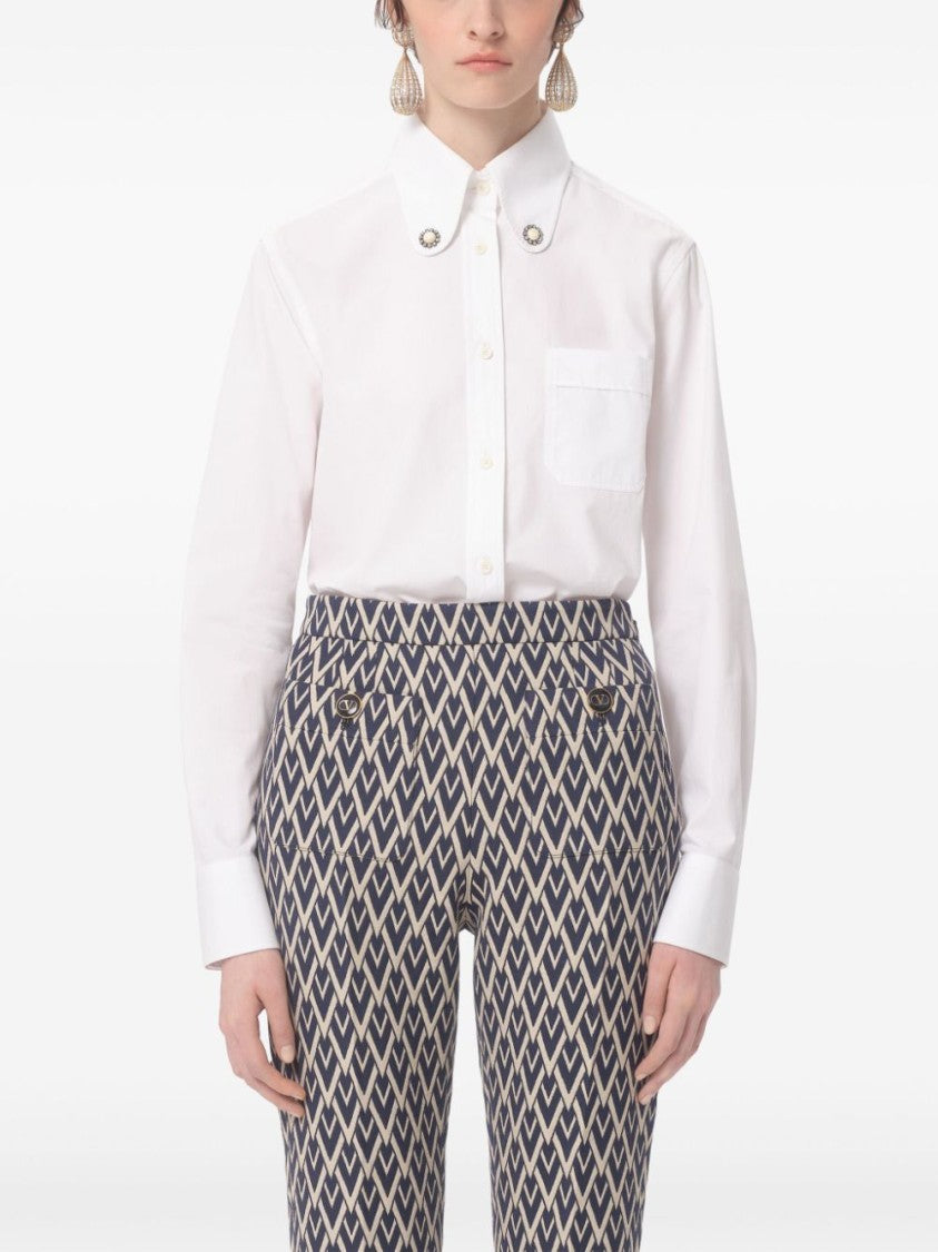 Valentino Tailored White Cotton Shirt With Decorative Buttons