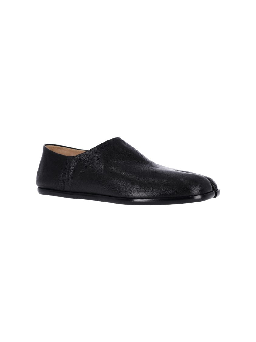 Maison Margiela Black Camel Leather Low Slip-On Tabi Shoes